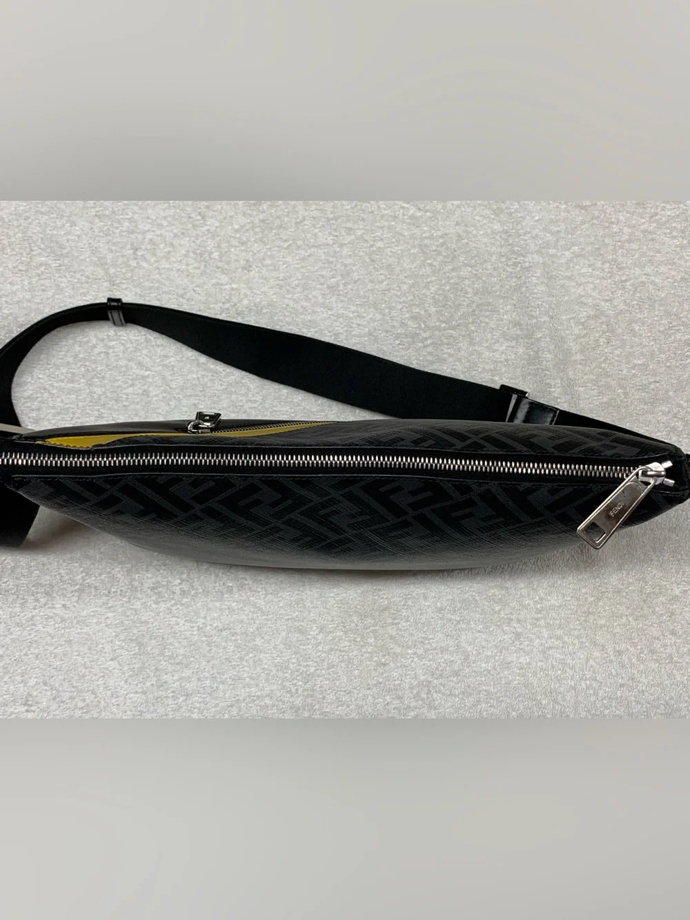 Fendi Diagonal FF Zucca Logo Black Messenger Bag